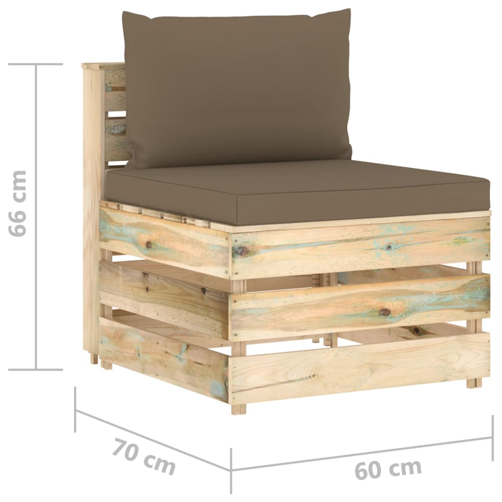 Divano Centrale Modulare con Cuscini in Legno Impregnato Verde | homemem39