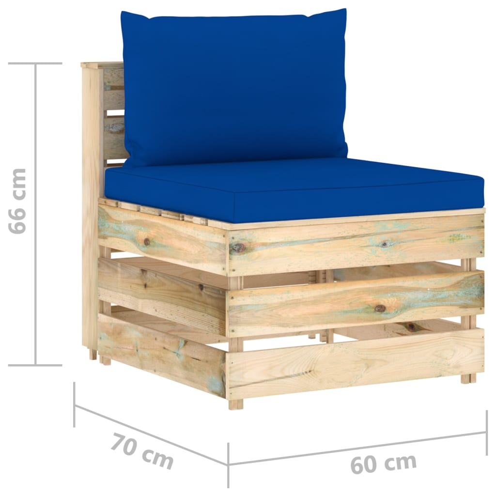 Divano Centrale Modulare con Cuscini in Legno Impregnato Verde | homemem39