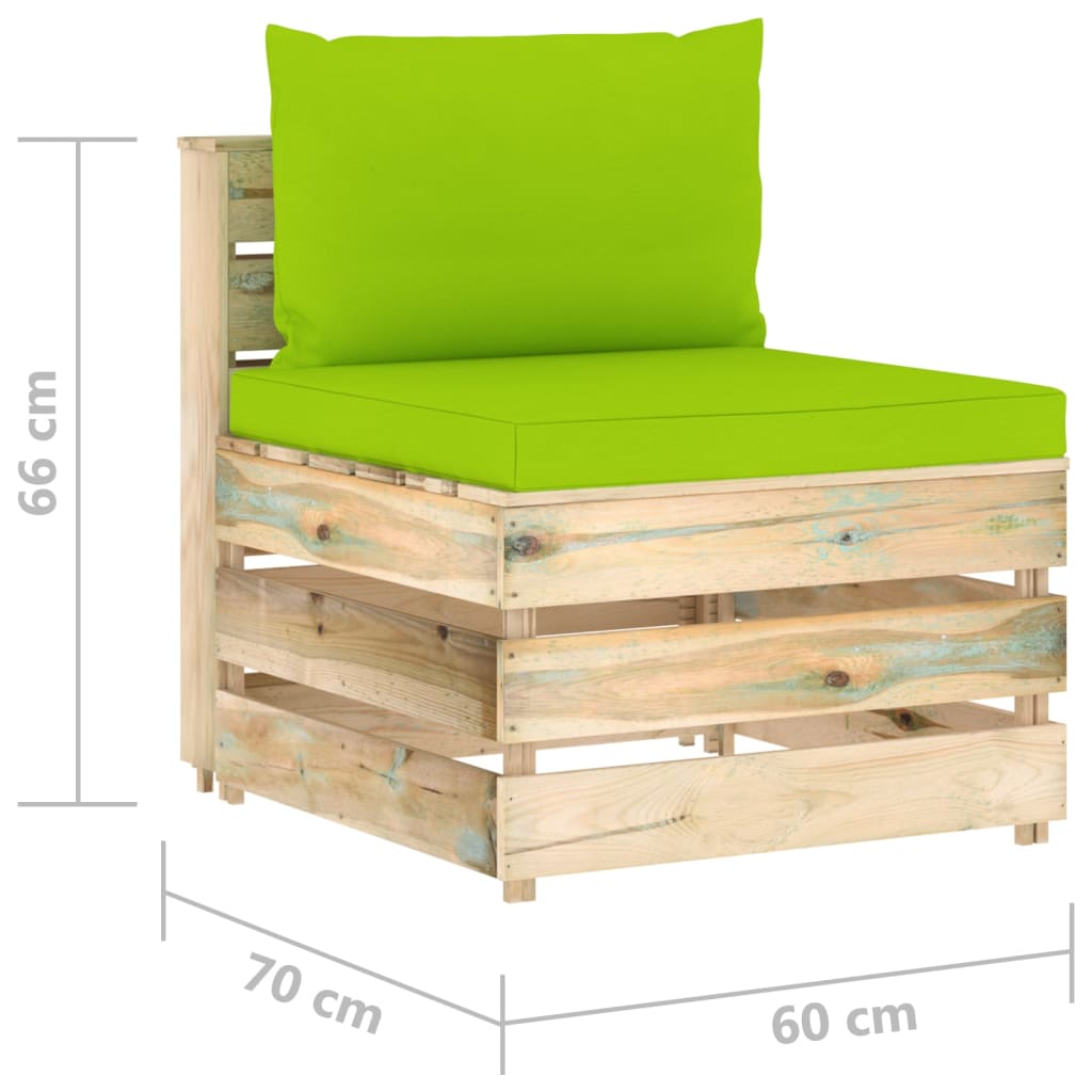 Divano Centrale Modulare con Cuscini in Legno Impregnato Verde | homemem39