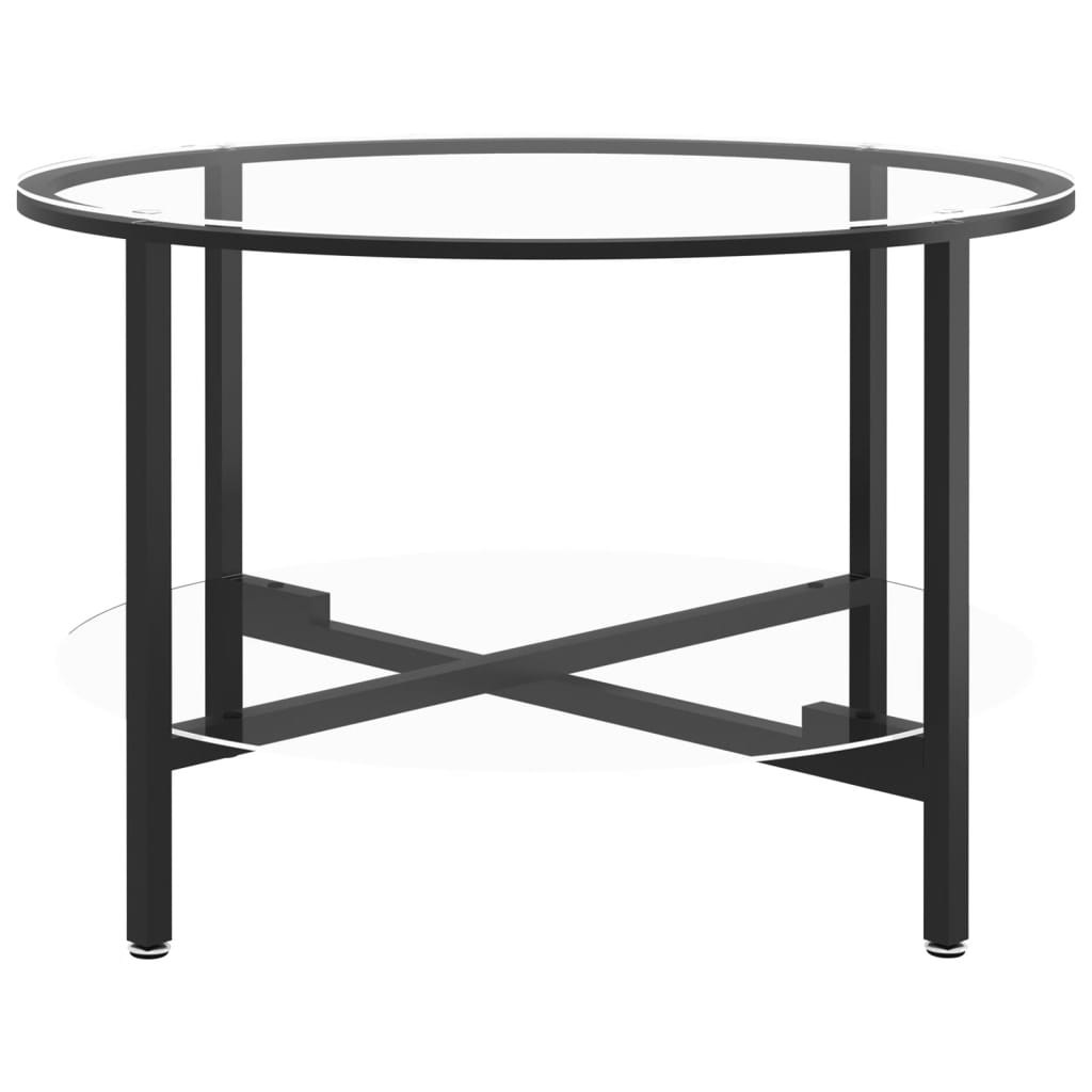 Tavolino da Salotto Nero e Trasparente 70 cm in Vetro Temperato | homemem39