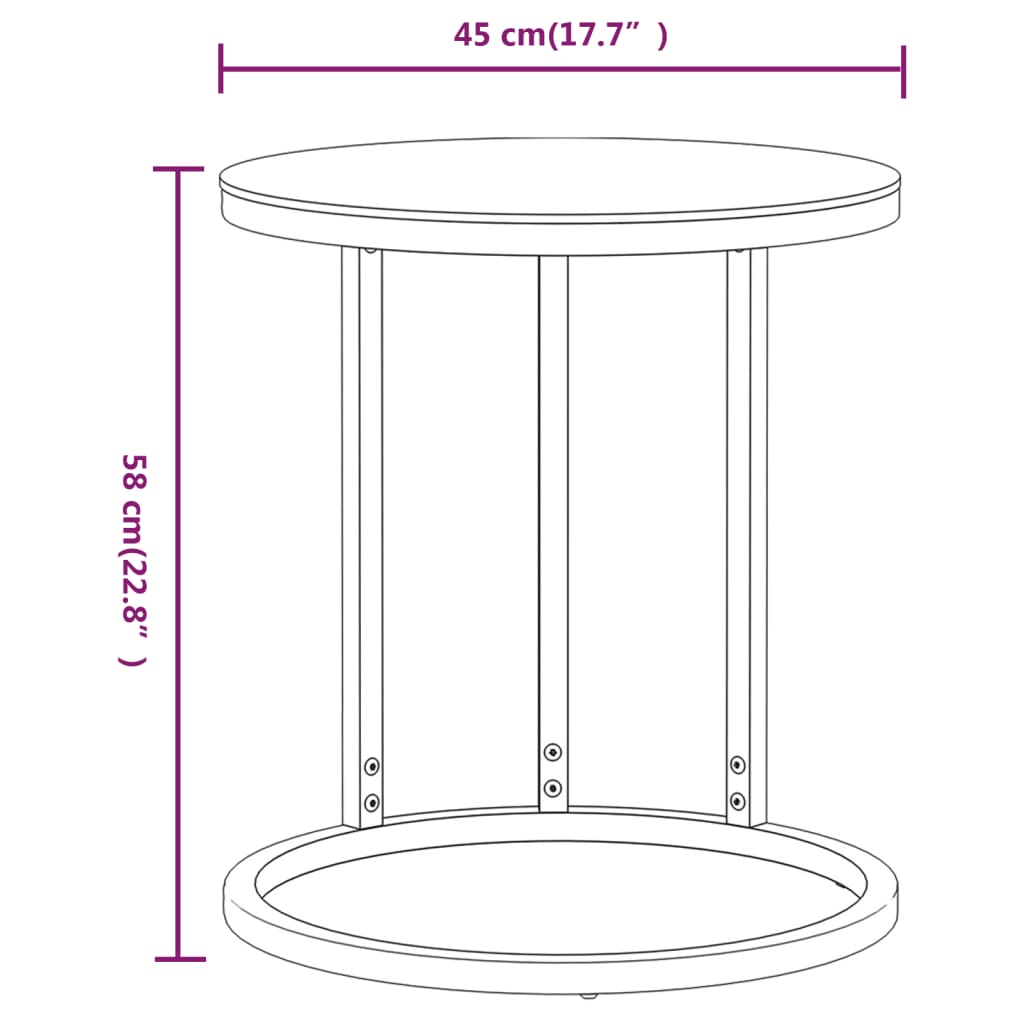 Tavolino Oro e Trasparente 45 cm in Vetro Temperato | homemem39