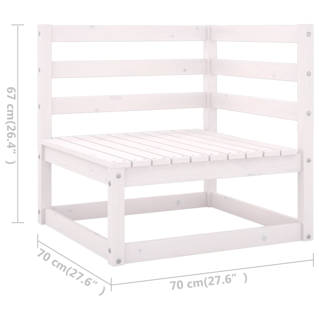 Set Divani da Giardino 8 pz Bianco in Legno Massello di Pino | homemem39