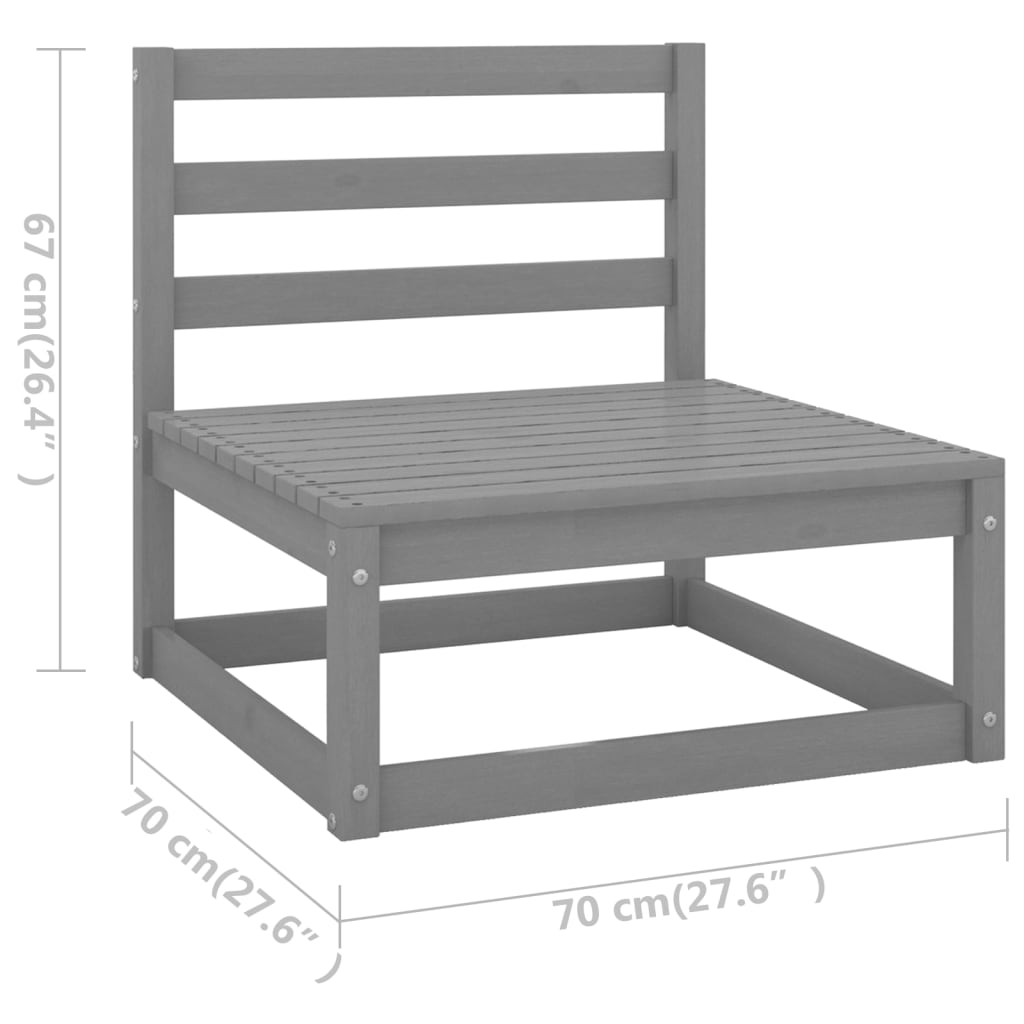Set Divani da Giardino 6 pz Grigio in Legno Massello di Pino | homemem39