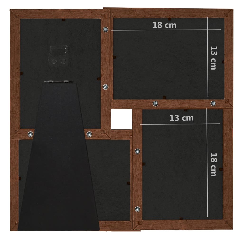 Cornice Multipla per 4 Foto 13x18cm Marrone Scuro in MDF | homemem39
