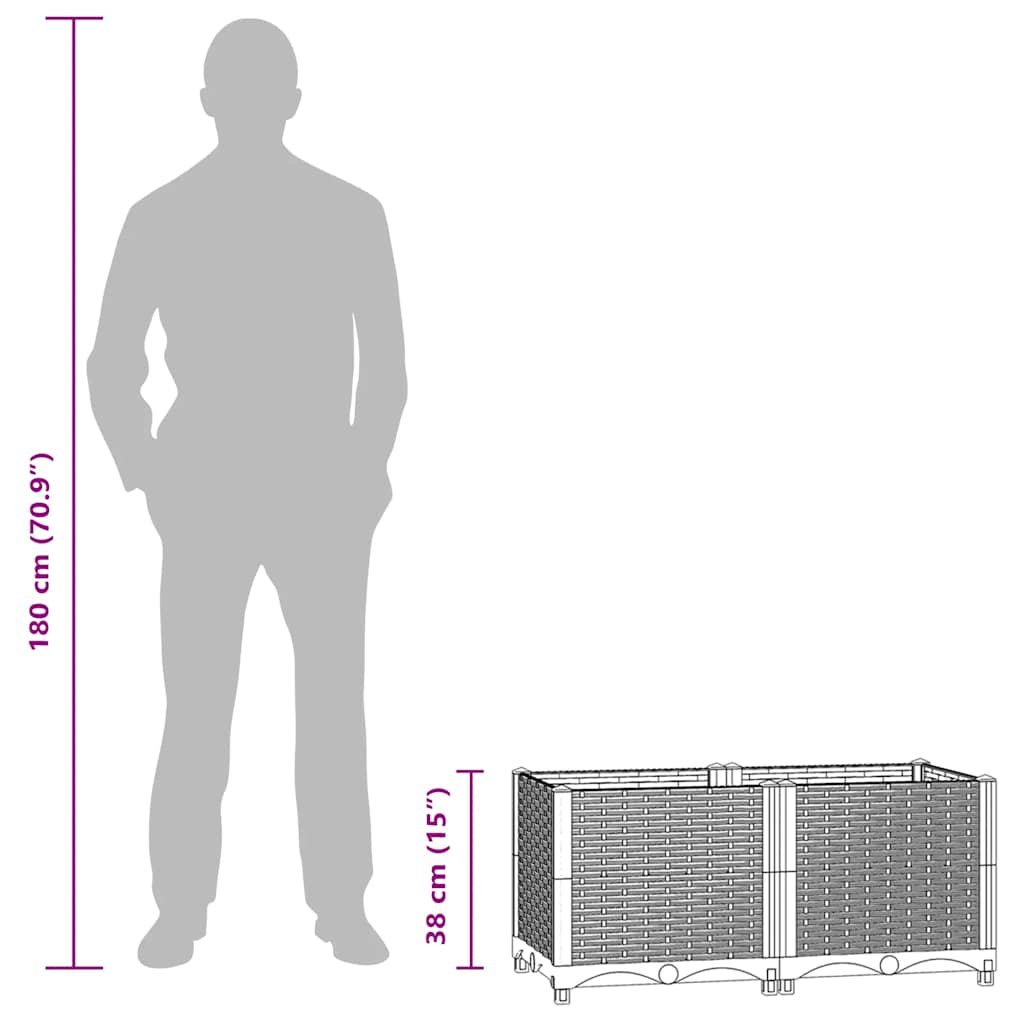 Fioriera Rialzata 80x40x38 cm in Polipropilene