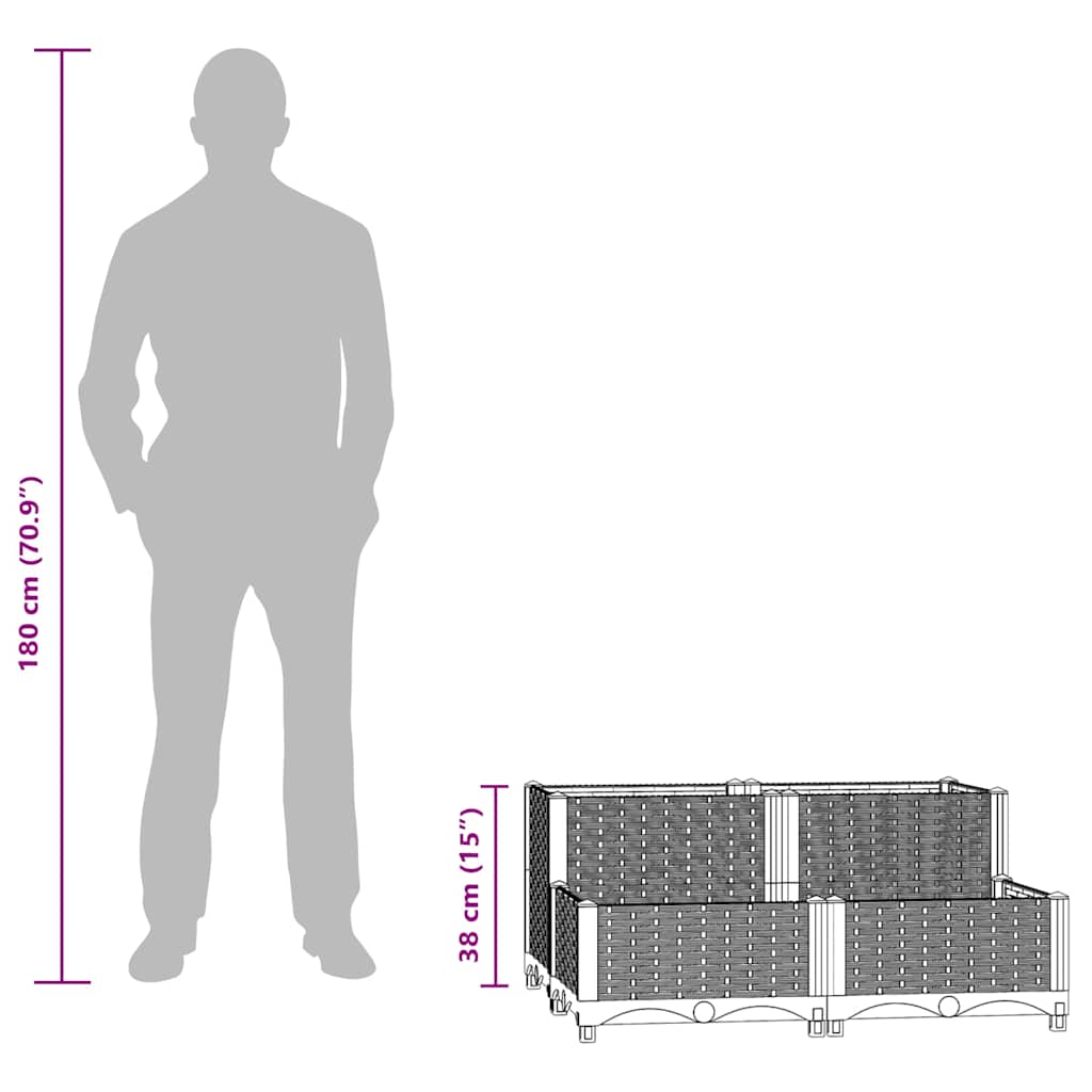 Fioriera Rialzata 80x80x38 cm in Polipropilene