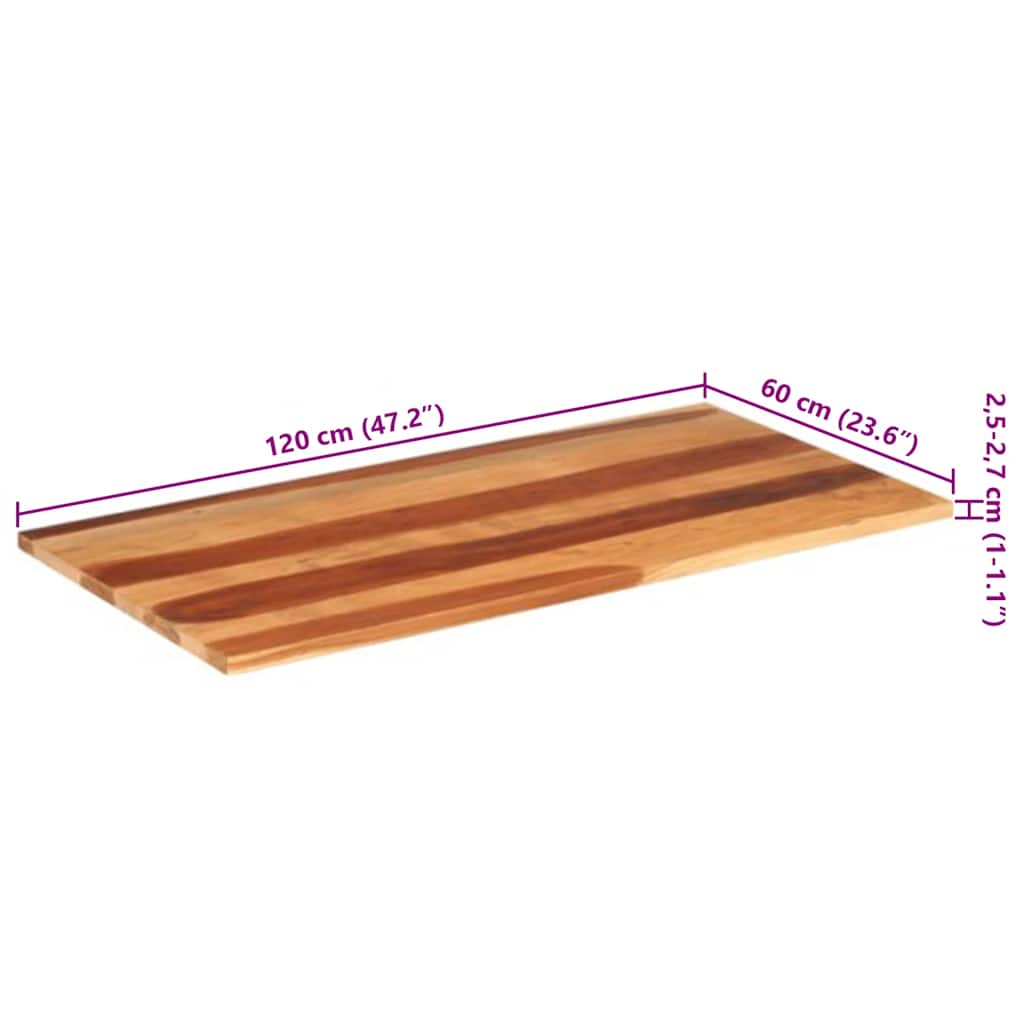 Piano del Tavolo 120x60x(2,5-2,7) cm Legno Massello di Acacia | homemem39