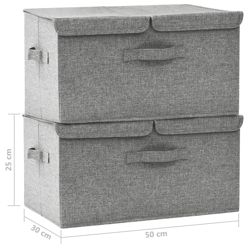Scatole Portaoggetti 2pz in Tessuto 50x30x25 cm Grigio - homemem39