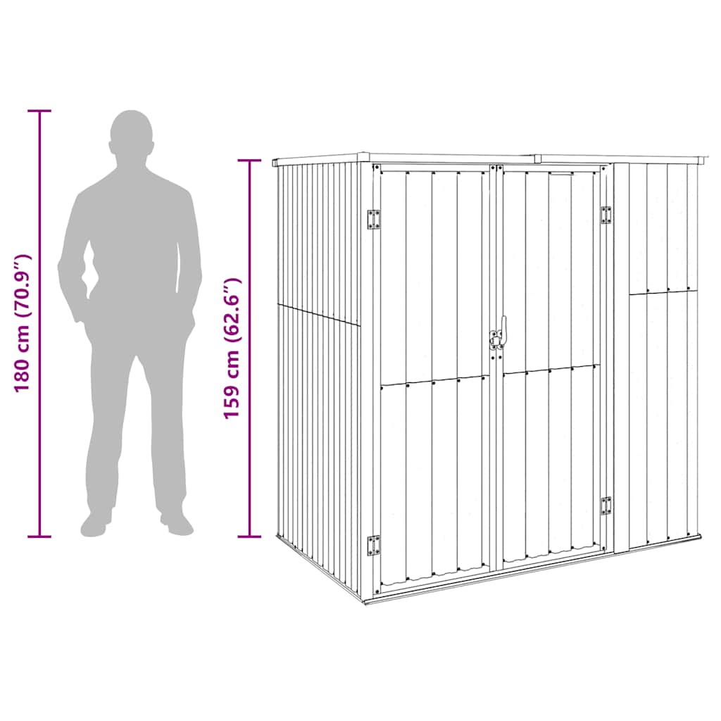 Capanno per Attrezzi Antracite 161x89x161 cm Acciaio Zincato | homemem39