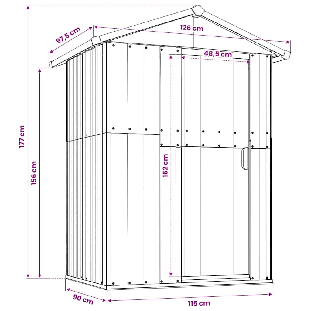 Capanno da Giardino Verde 126x97,5x177 cm Acciaio Zincato | homemem39