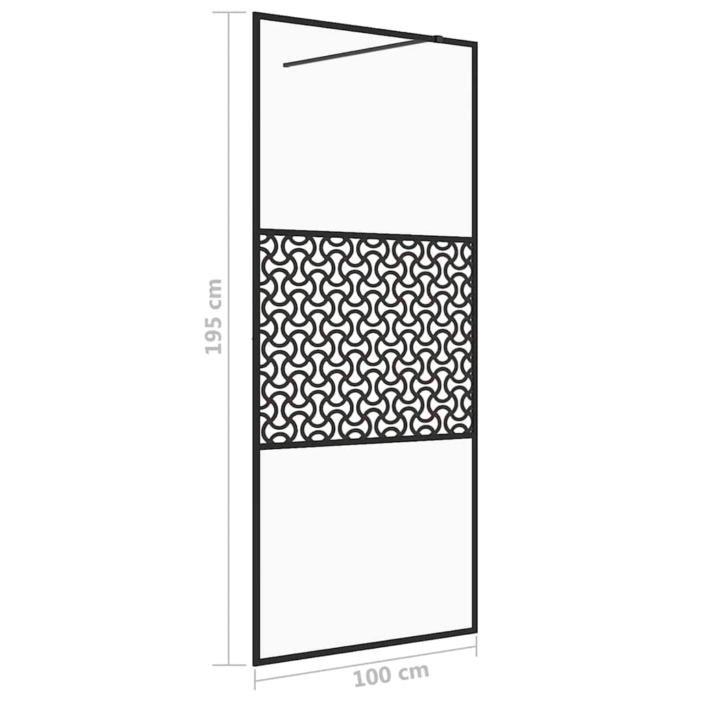 Parete per Doccia Walk-in Vetro Trasparente ESG 100x195cm Nera | homemem39