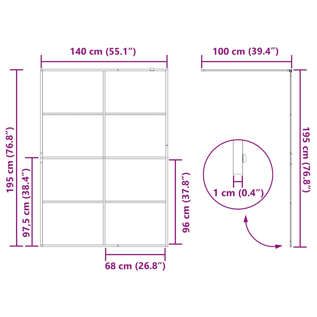 Parete Doccia Walk-in in Vetro Trasparente ESG 140x195cm Nera | homemem39