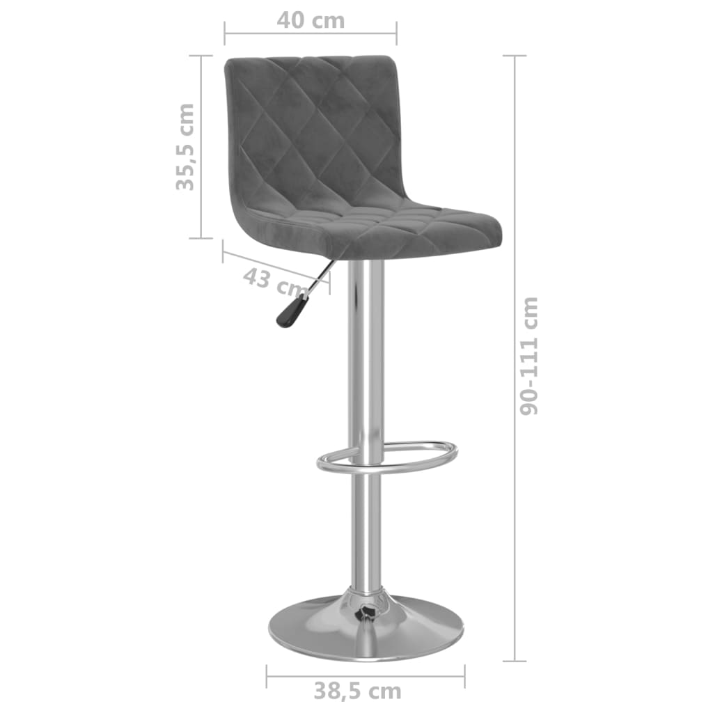 Sedie da Bar 2 pz Grigio Scuro in Velluto | homemem39