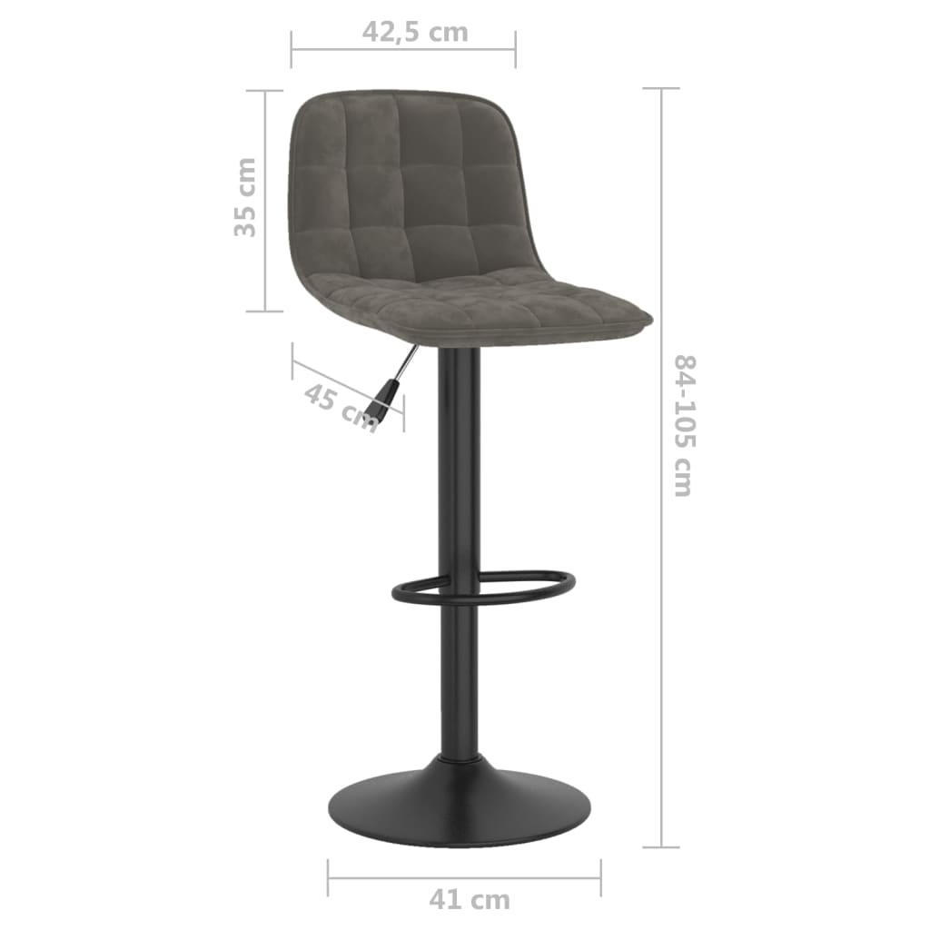 Sedie da Bar 2 pz Grigio Scuro in Velluto | homemem39