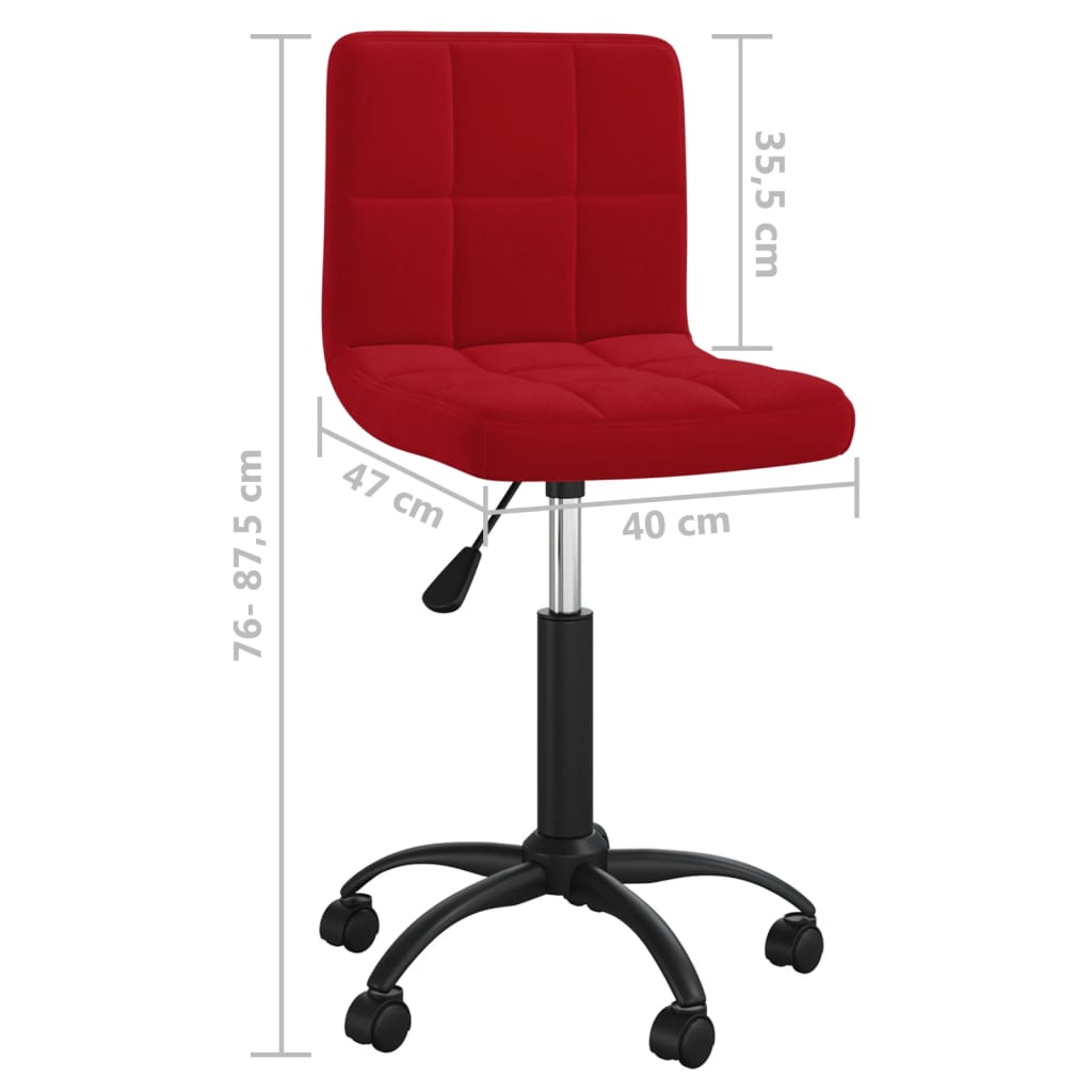 Sedia Girevole da Ufficio Rosso Vino in Velluto | homemem39