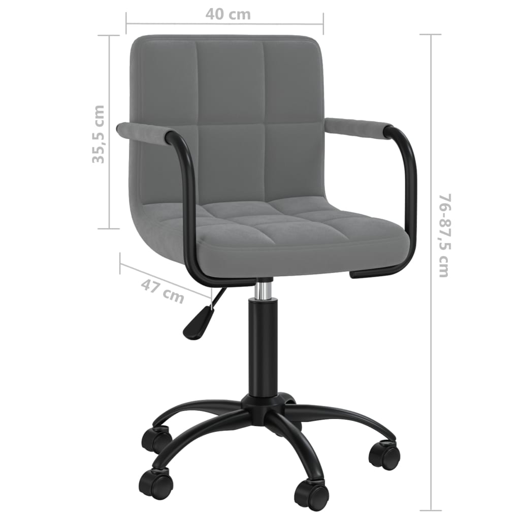 Sedia da Ufficio Girevole Grigio Scuro in Velluto | homemem39