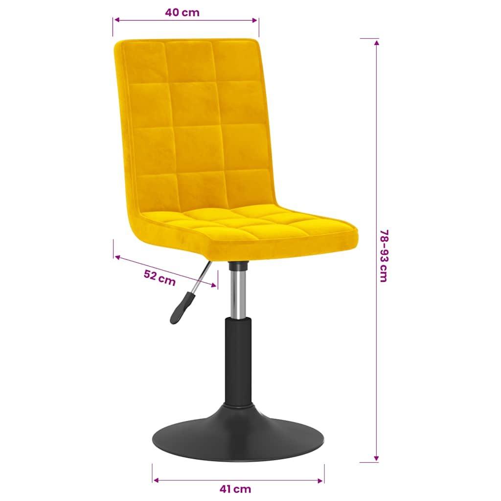 Sedie da Pranzo Girevoli 2 pz Giallo Senape in Velluto | homemem39