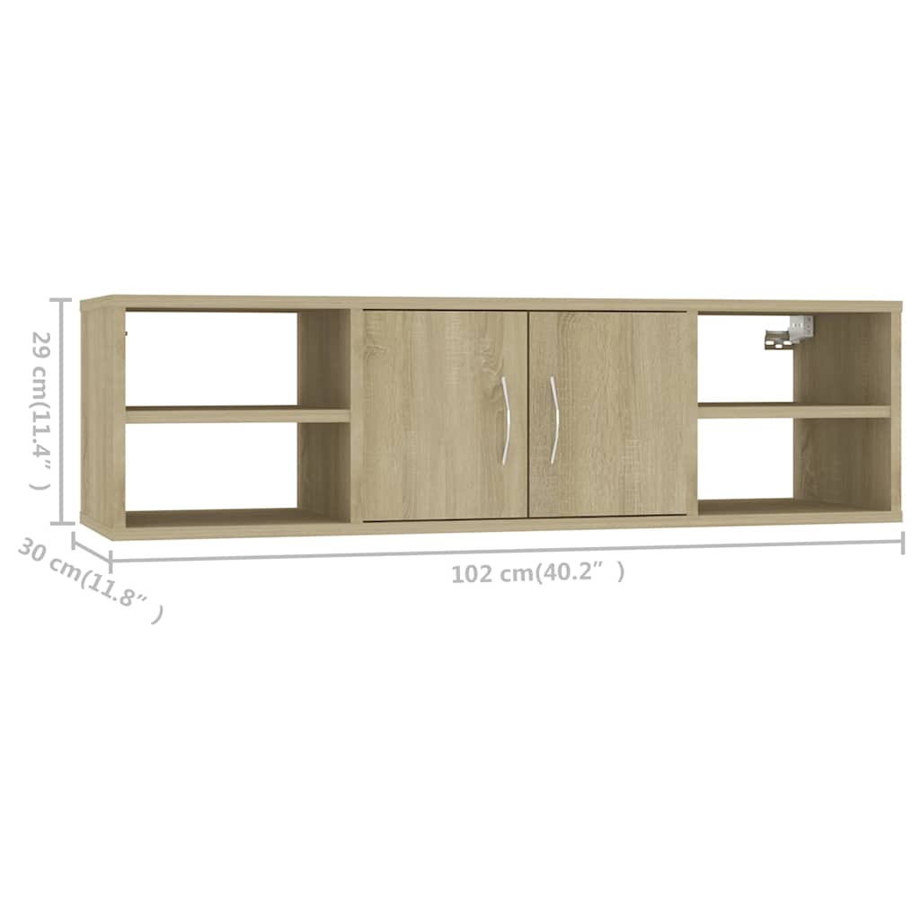Scaffale a Parete Rovere Sonoma 102x30x29 cm Legno Multistrato