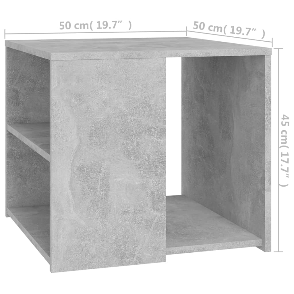 Tavolino Grigio Cemento 50x50x45 cm in Legno Multistrato | homemem39