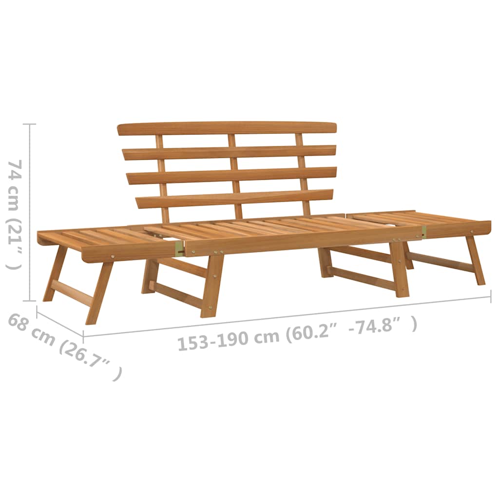 Panca da Giardino 2-in-1 190 cm in Legno Massello di Acacia | homemem39
