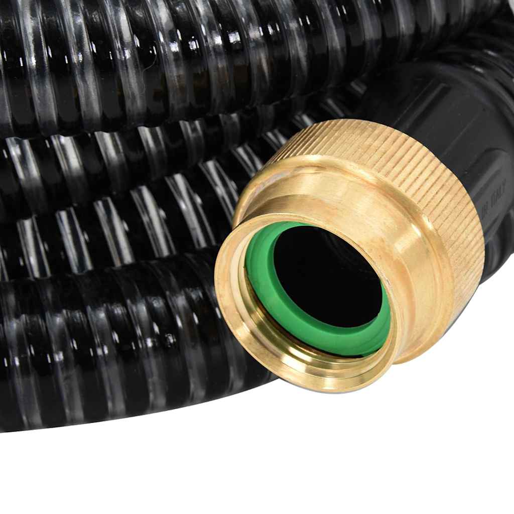 Tubo di Aspirazione con Raccordi in Ottone Nero 1,1" 20 m PVC