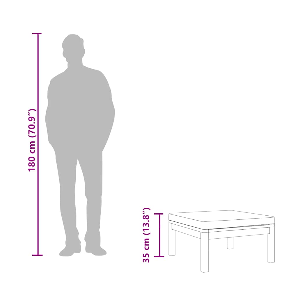 Poggiapiedi con Cuscino Grigio Scuro in Massello d'Acacia - homemem39