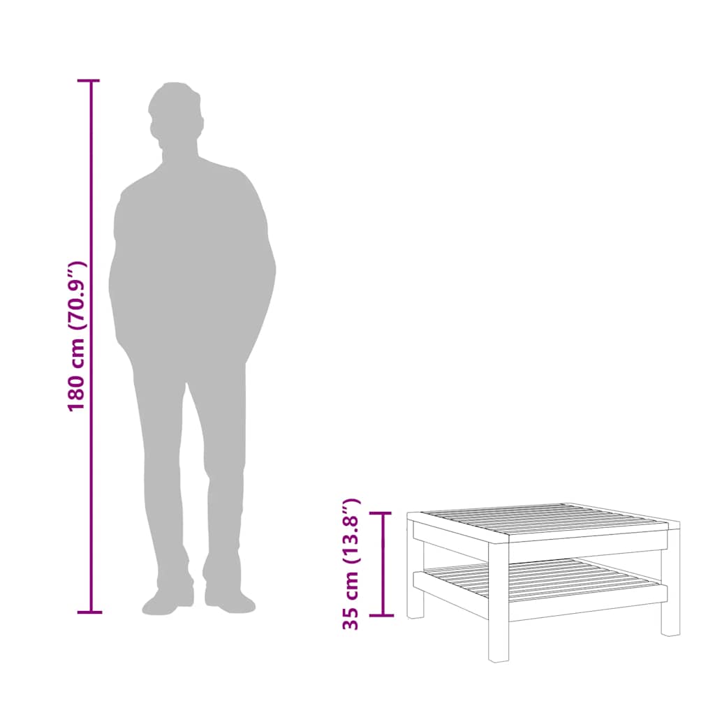 Tavolino da Caffè 65x65x35 cm in Legno Massello di Acacia - homemem39