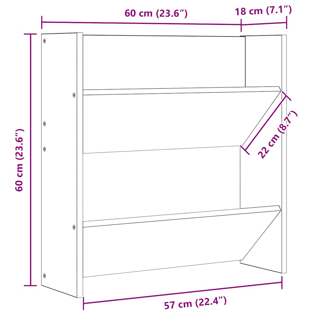 Scarpiere a Muro 4 pz Bianche 60x18x60 cm in Legno Multistrato