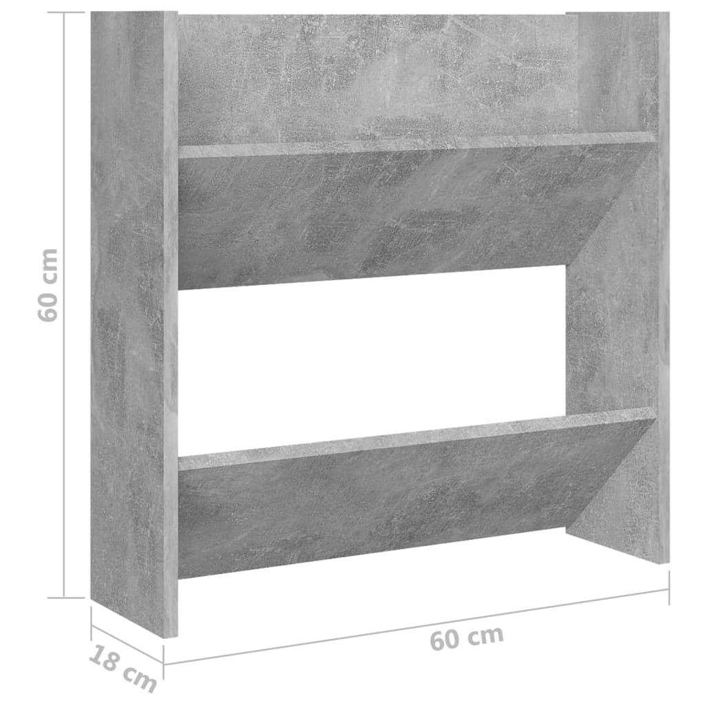 Scarpiera a Muro Grigio Cemento 60x18x60cm in Legno Multistrato - homemem39