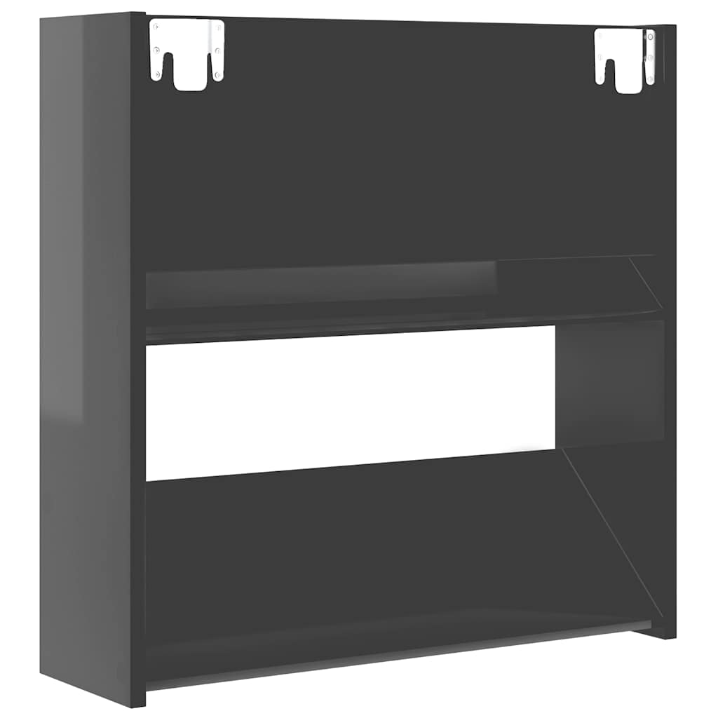Scarpiere a Muro 2pz Grigio Lucido 60x18x60cm Legno Multistrato | homemem39