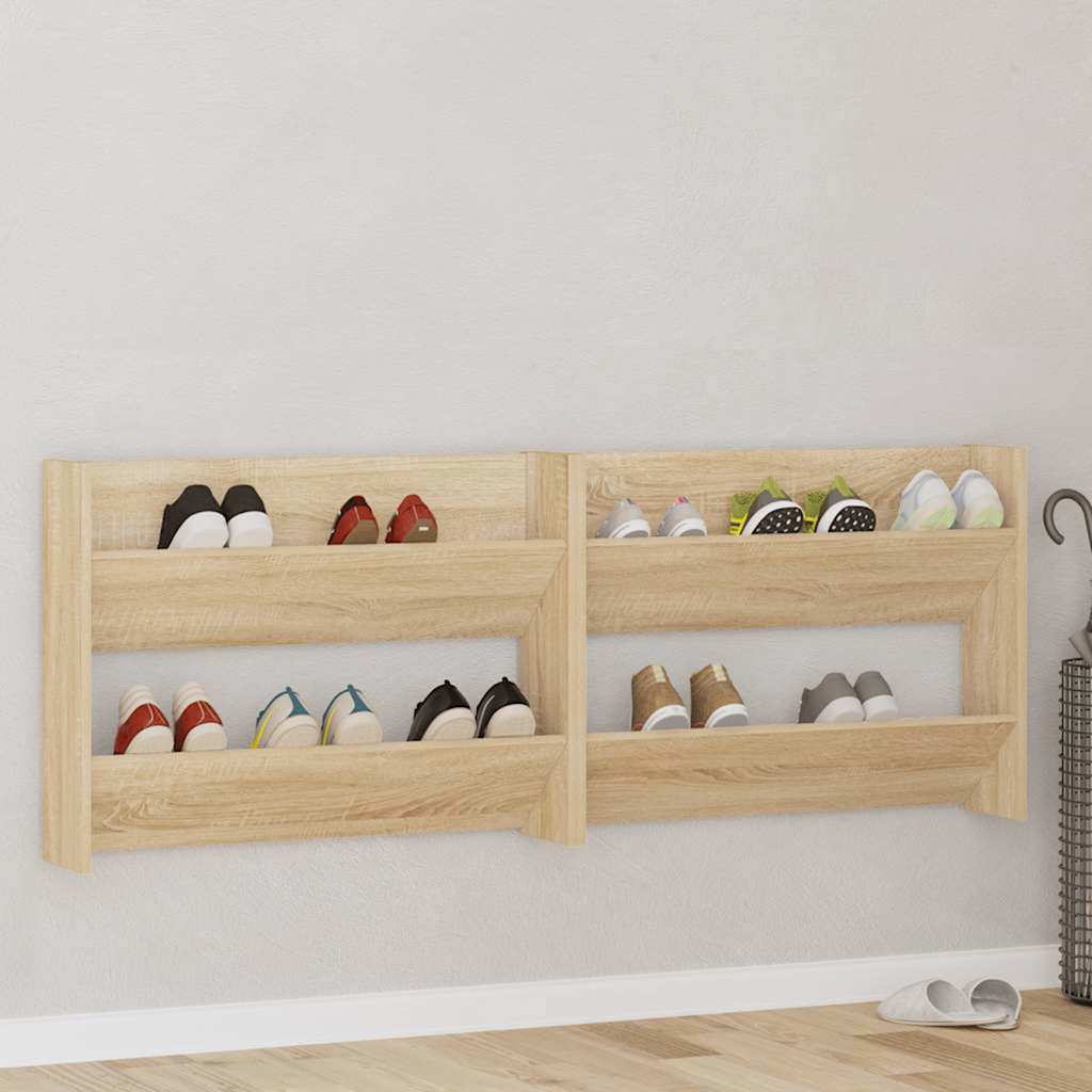 Scarpiere a Muro 2pz rovere sonoma legno multistrato