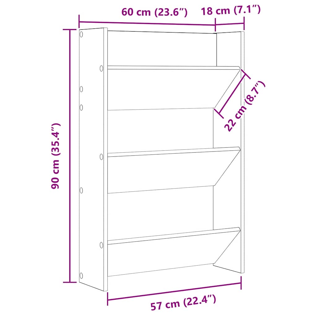 Scarpiere a Muro 2pz Rovere Sonoma 60x18x90cm Legno Multistrato - homemem39