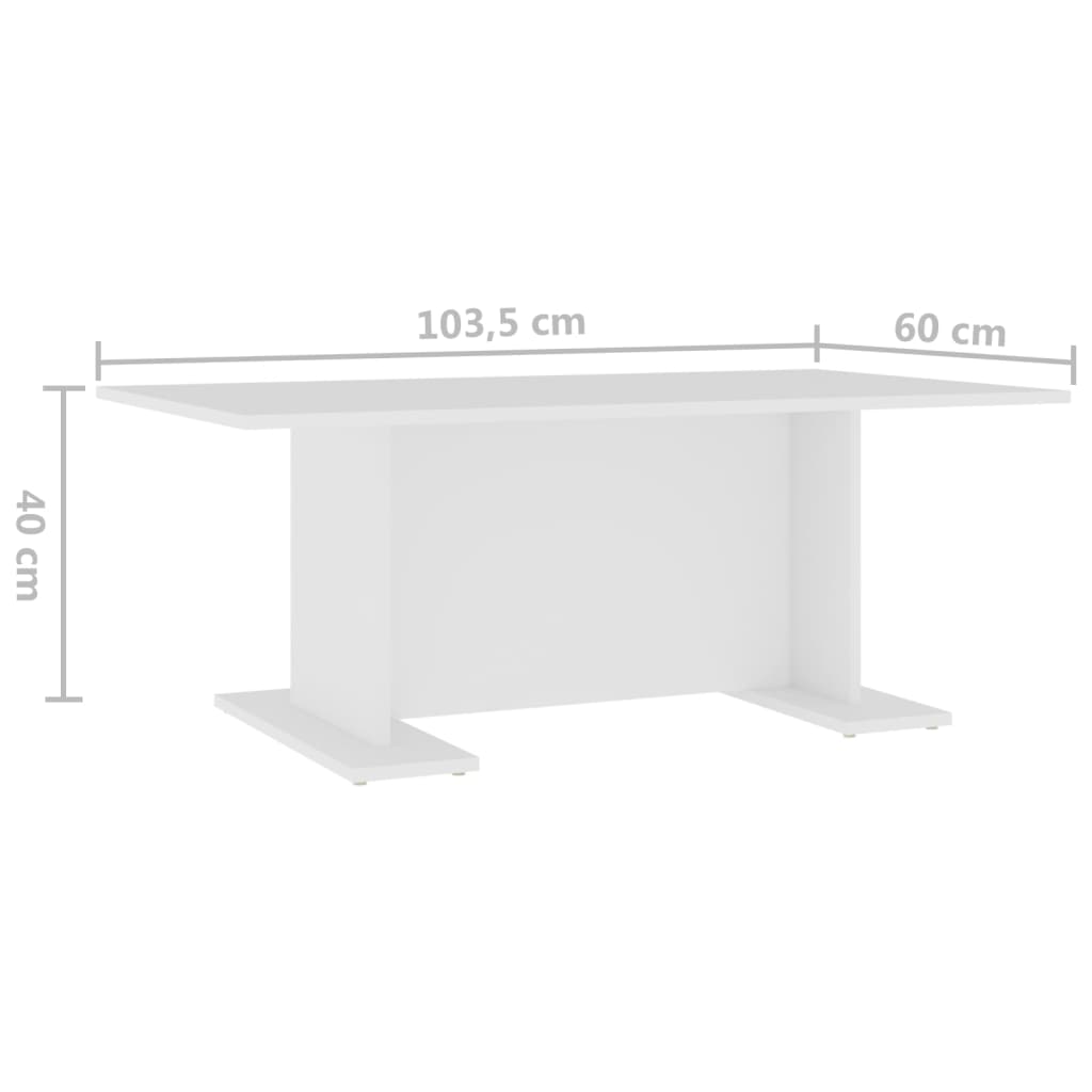 Tavolino da Salotto Bianco 103,5x60x40 cm in Legno Multistrato | homemem39
