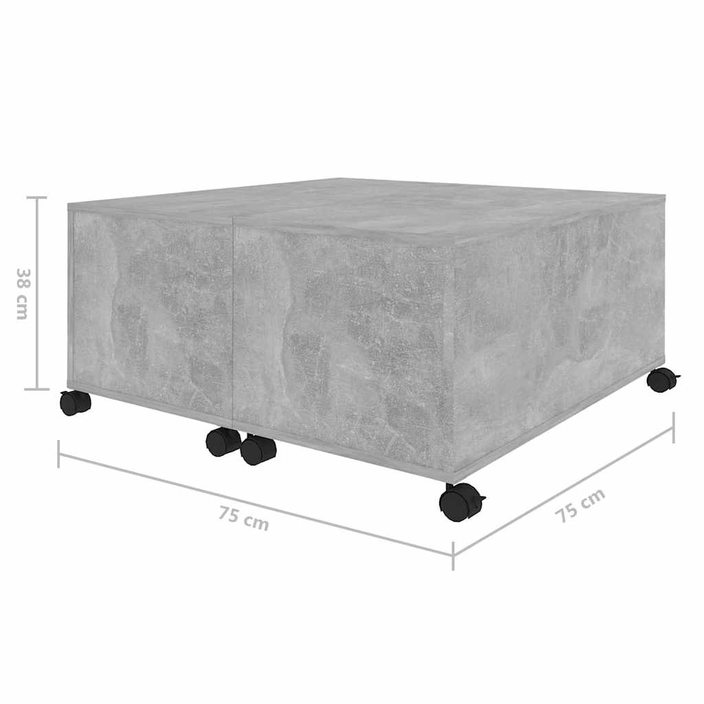 Tavolino da Salotto Grigio Cemento 75x75x38cm Legno Multistrato