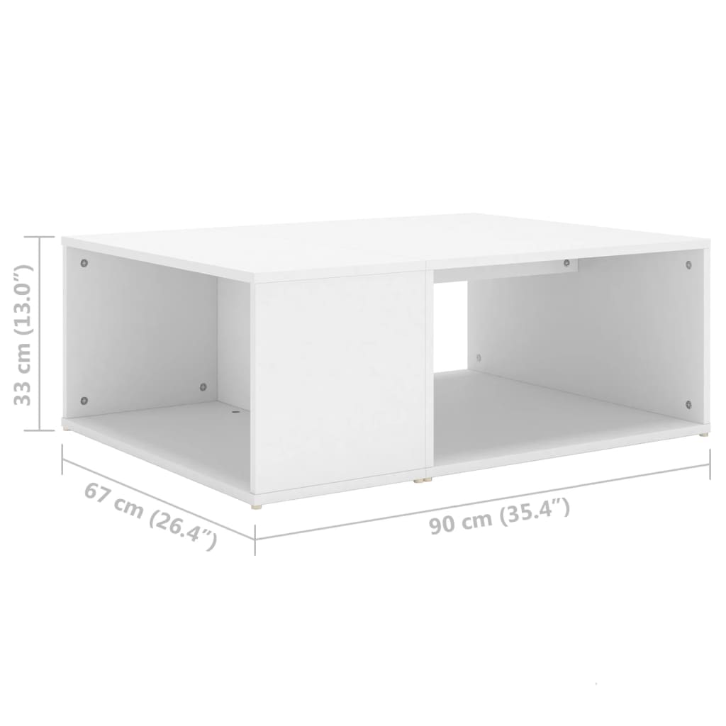 Tavolino da Salotto Bianco 90x67x33 cm in Legno Multistrato | homemem39