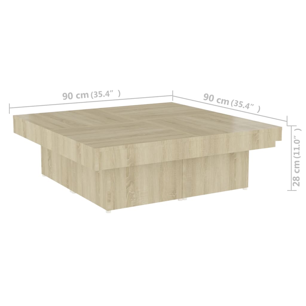 Tavolino da Salotto Rovere Sonoma 90x90x28 cm Legno Multistrato | homemem39