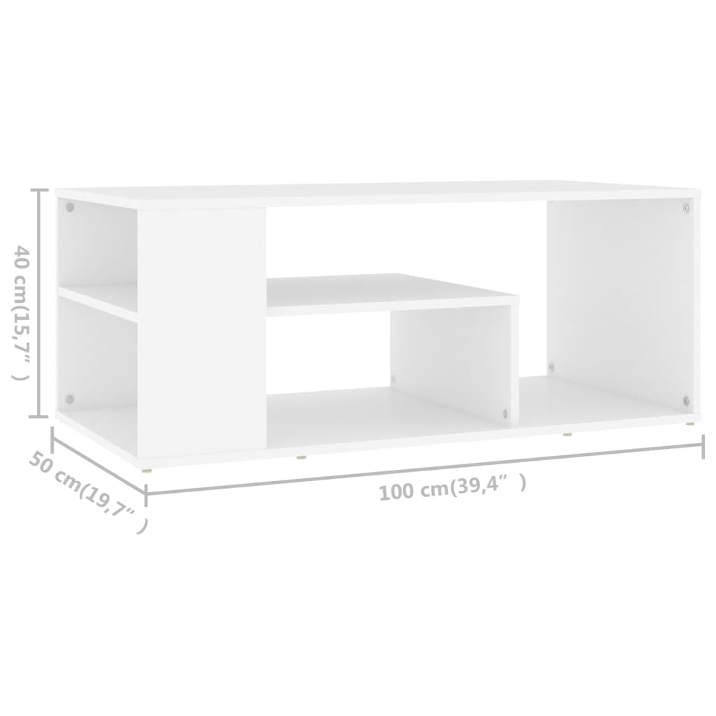 Tavolino da Salotto Bianco 100x50x40 cm in Legno Multistrato | homemem39