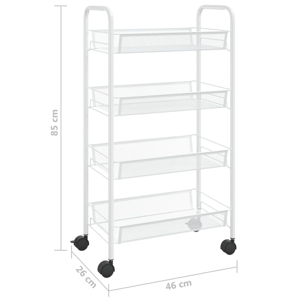 Carrello da Cucina con 4 Ripiani Bianco 46x26x64 cm in Ferro | homemem39