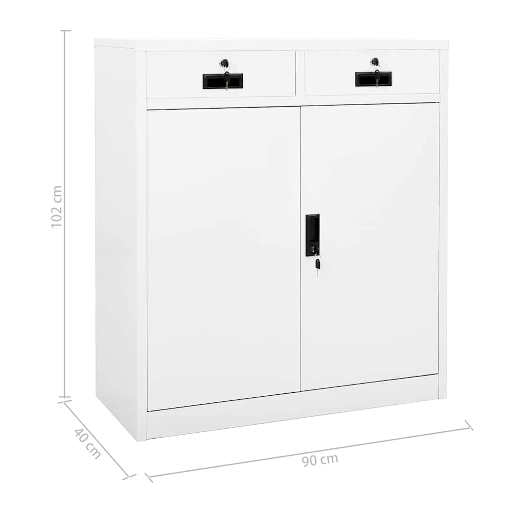 Armadio per Ufficio Bianco 90x40x102 cm in Acciaio