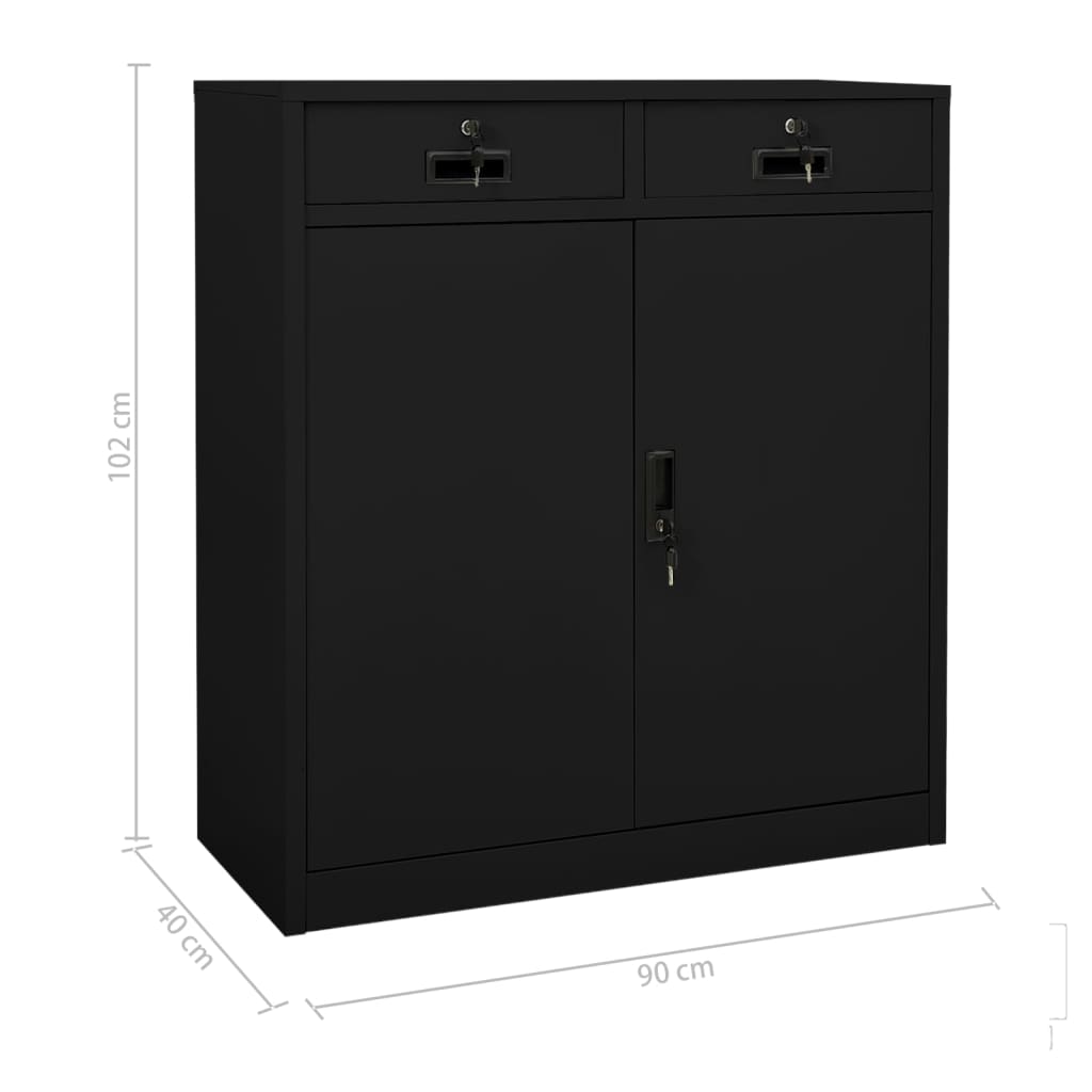 Armadio per Ufficio Nero 90x40x102 cm in Acciaio - homemem39