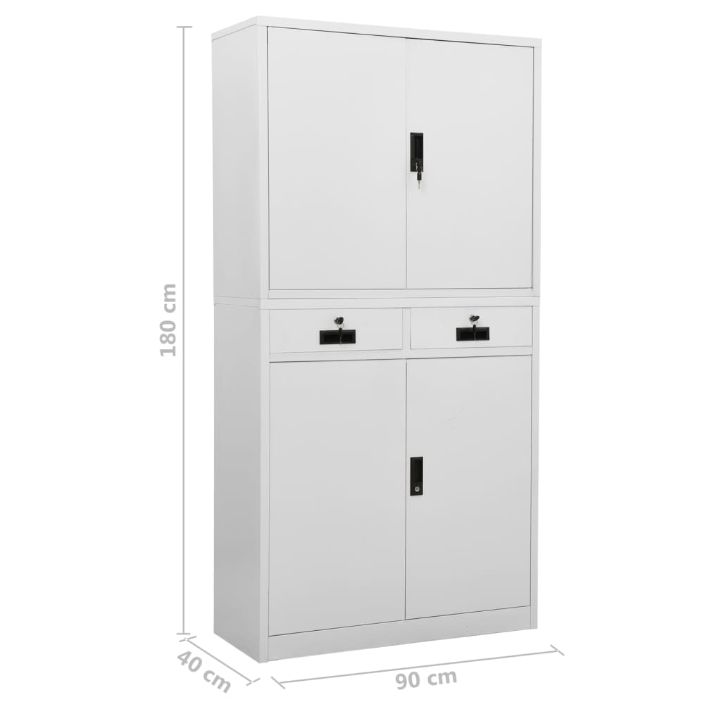 Armadio per Ufficio Grigio Chiaro 90x40x180 cm in Acciaio