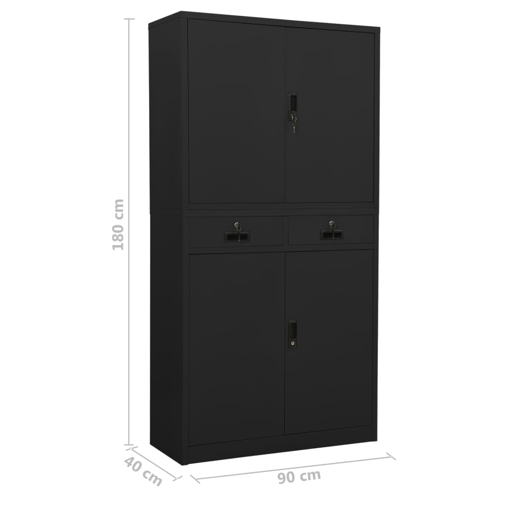 Armadio per Ufficio Antracite 90x40x180 cm in Acciaio | homemem39