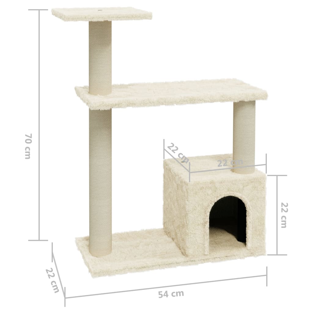 Albero per Gatti con Tiragraffi in Sisal Crema 70 cm | homemem39