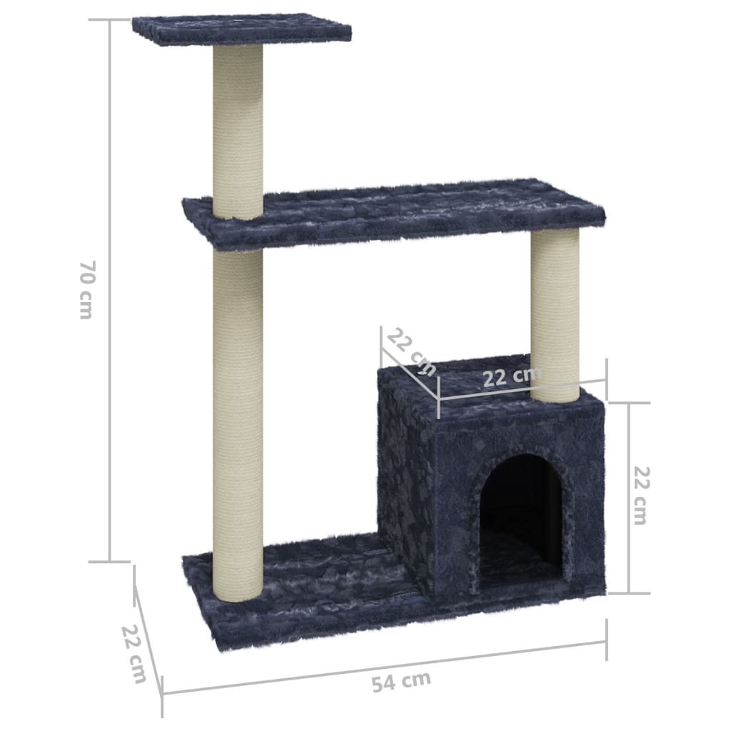 Albero per Gatti con Tiragraffi in Sisal Grigio Scuro 70 cm | homemem39