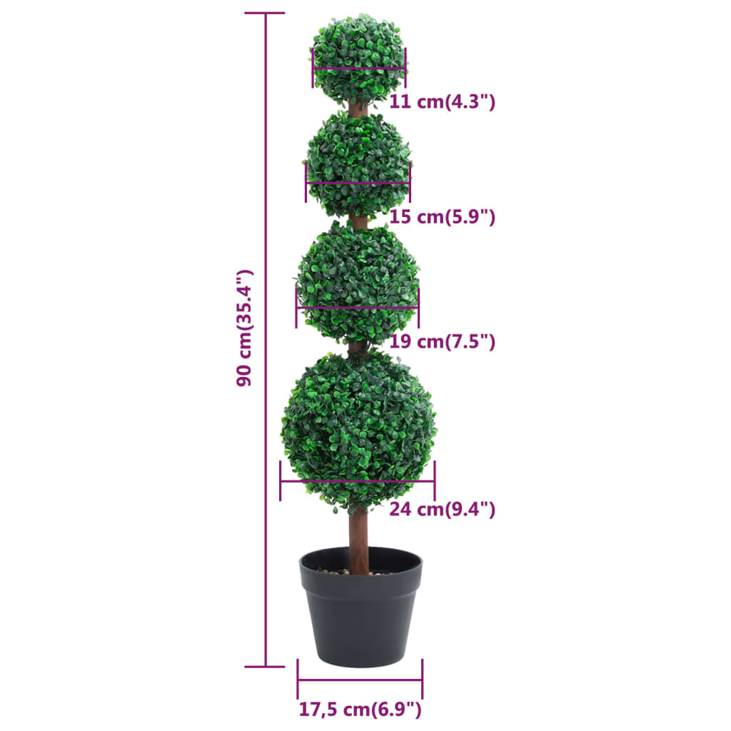 Pianta di Bosso Artificiale a Sfera con Vaso Verde 90 cm | homemem39