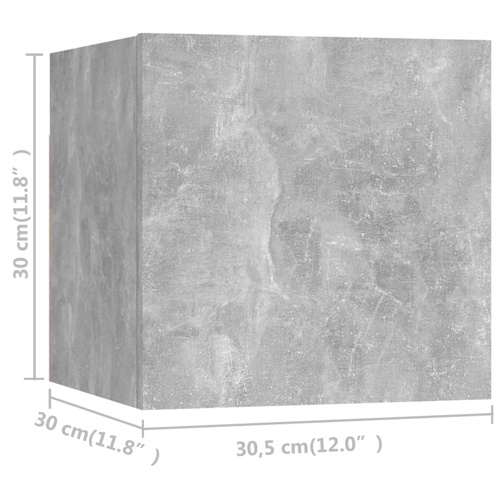 Mobili Porta TV a Parete 8 pz Grigio Cemento 30,5x30x30 cm | homemem39