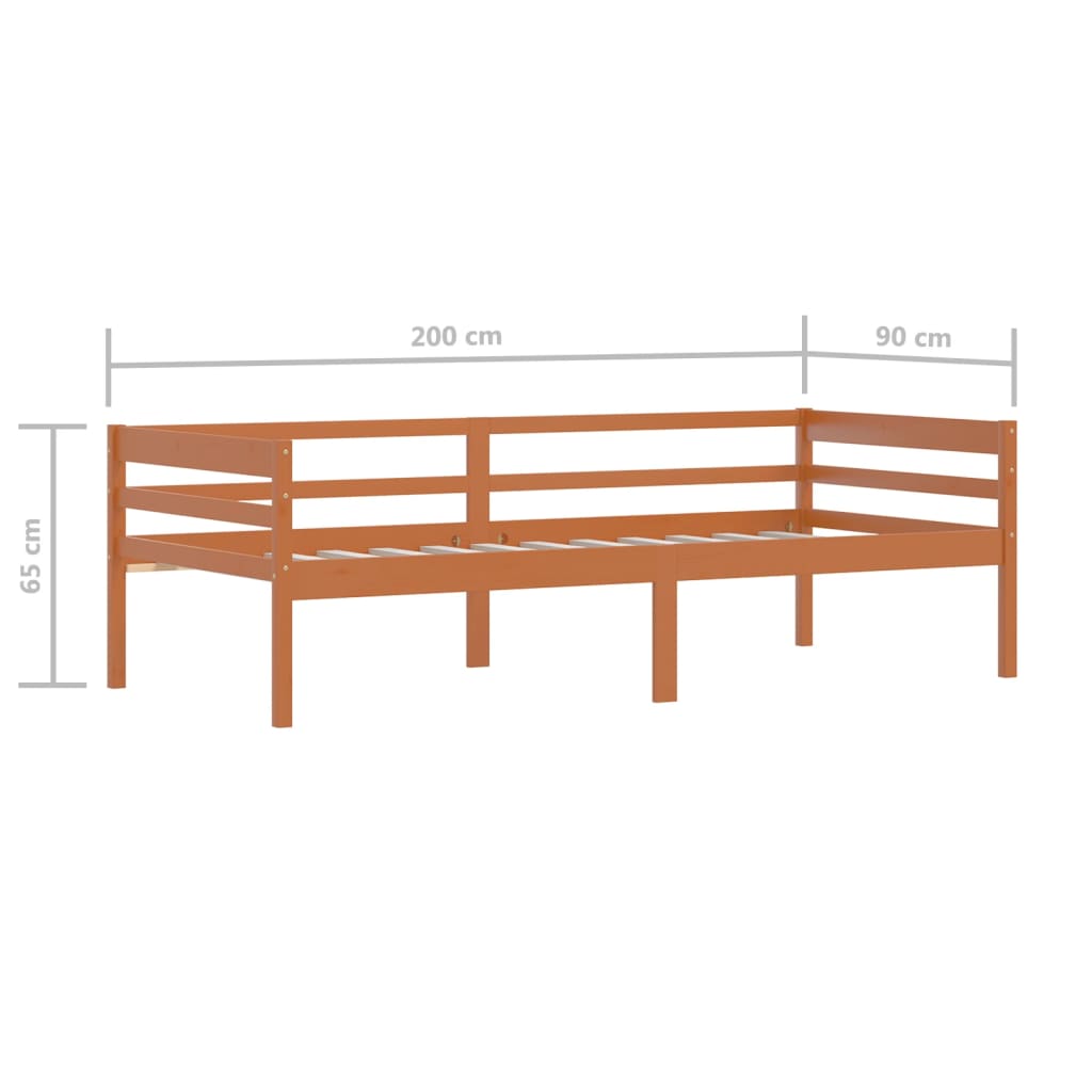 Giroletto senza Materasso Ambrato Legno Massello Pino 90x200 cm | homemem39