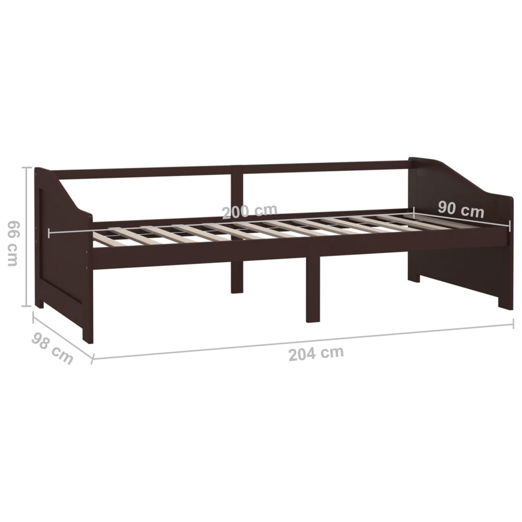Divano Letto a 3 Posti Marrone Scuro Massello di Pino 90x200cm | homemem39