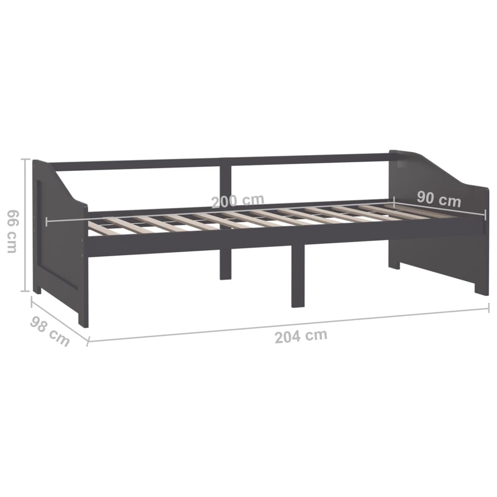 Divano Letto a 3 Posti Grigio Legno Massello di Pino 90x200cm | homemem39