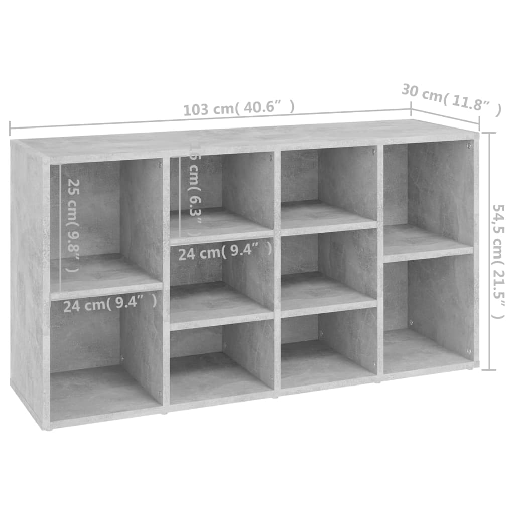 Scarpiera con Panchina Grigio Cemento 103x30x55cm Multistrato | homemem39